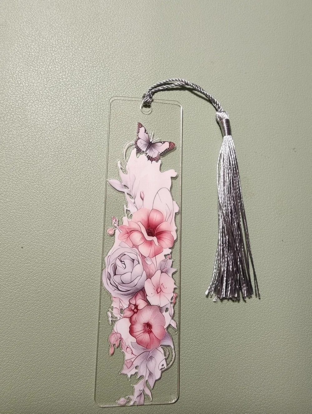 Silver Tassel Floral Bookmark - Pink & Lavender